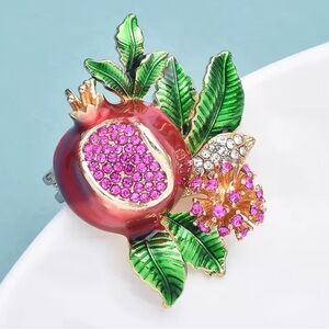 Red Pomegranate Pink Crystal Brooch